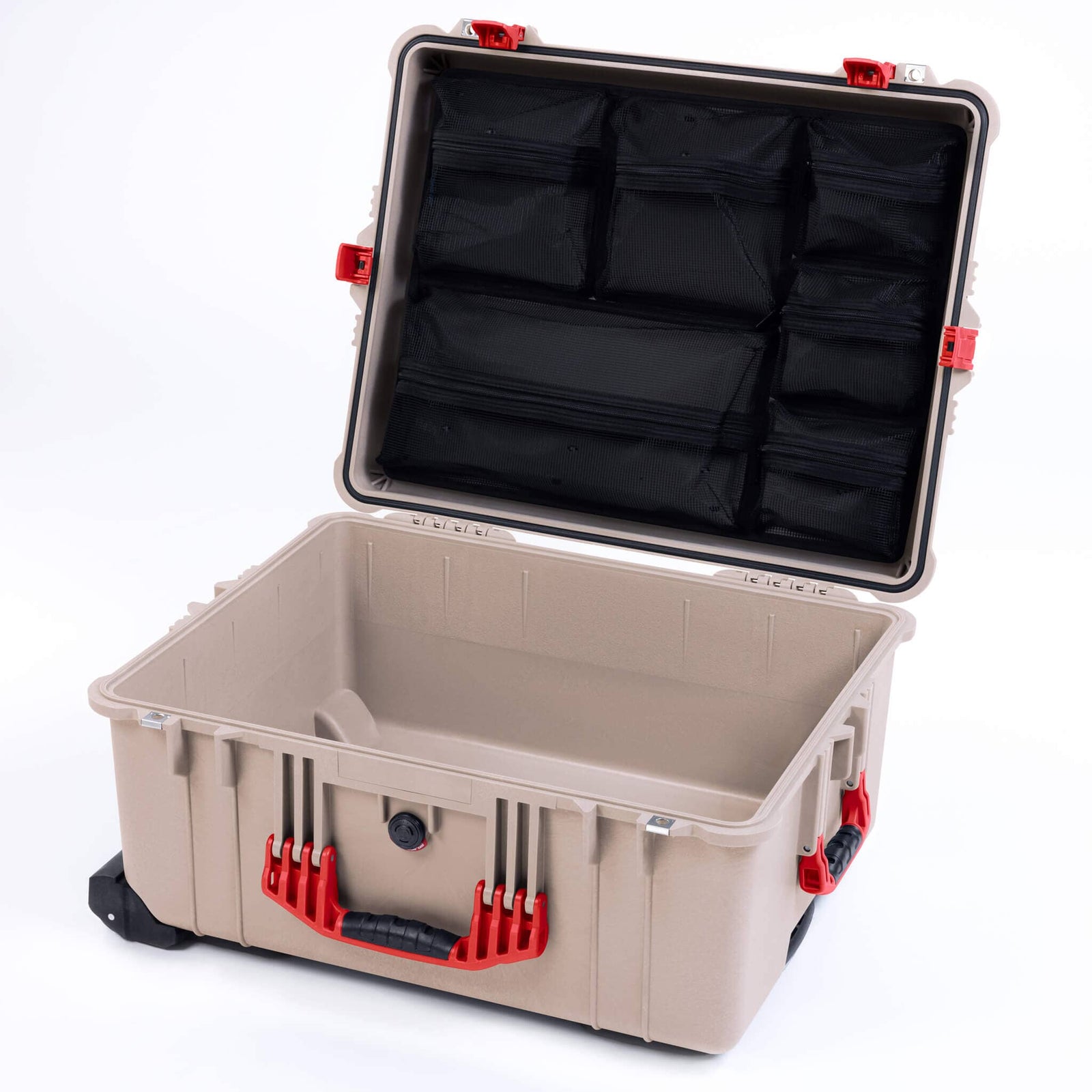 Pelican 1620 Case, Desert Tan with Red Handles & Push-Button Latches ColorCase 