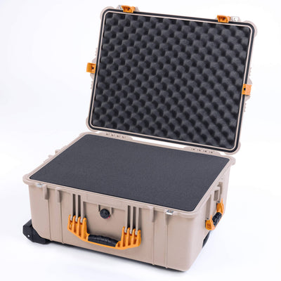 Pelican 1620 Case, Desert Tan with Yellow Handles & Push-Button Latches ColorCase