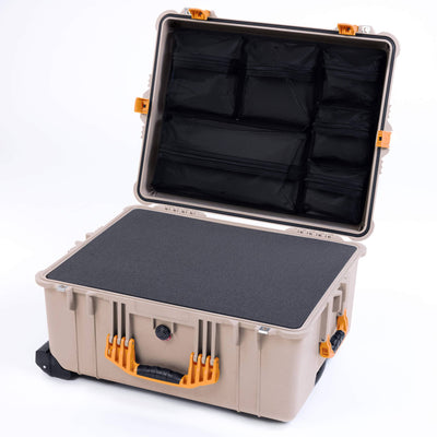 Pelican 1620 Case, Desert Tan with Yellow Handles & Push-Button Latches ColorCase