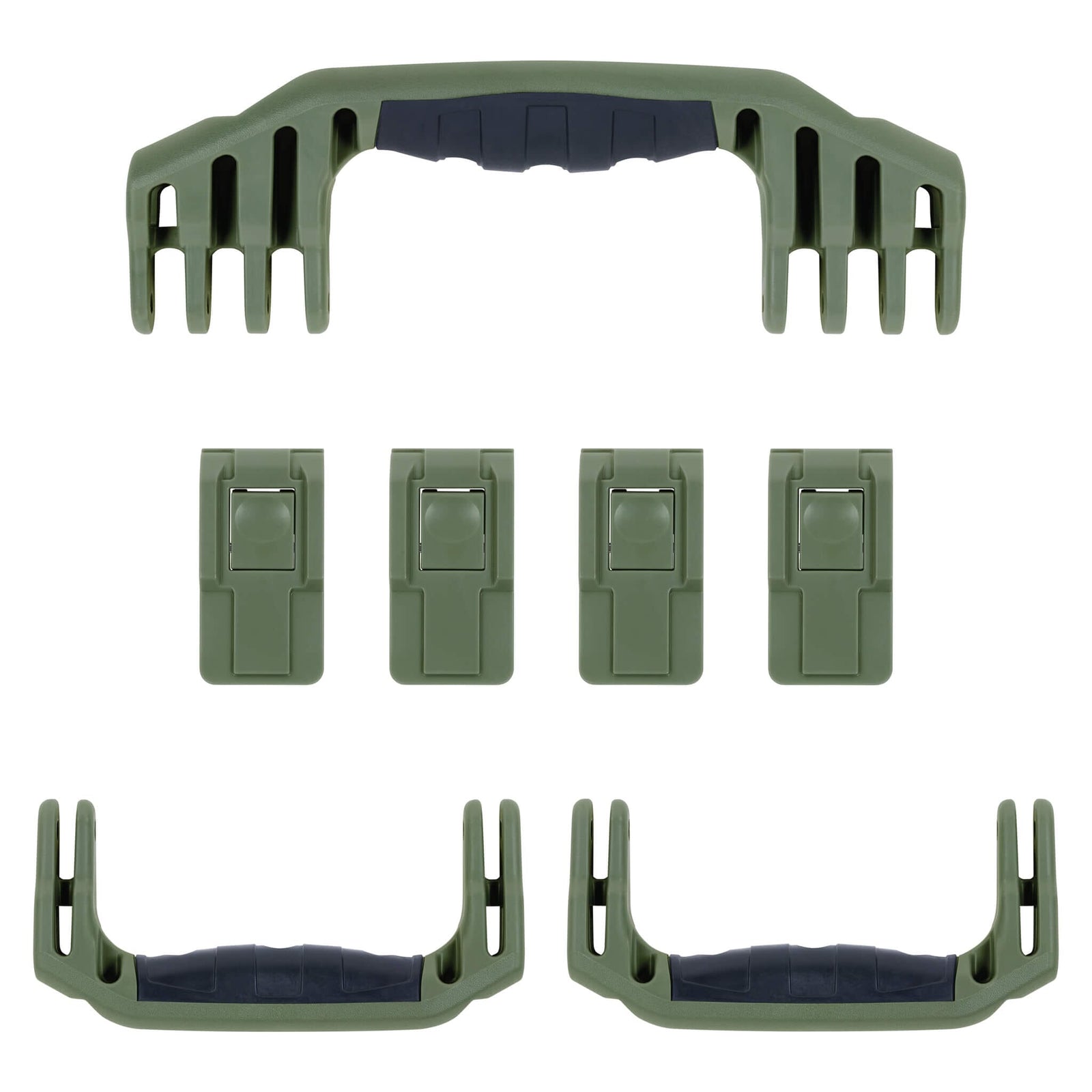 Pelican 1620 Replacement Handles & Latches, OD Green (Set of 3 Handles, 4 Push-Button Latches) ColorCase 