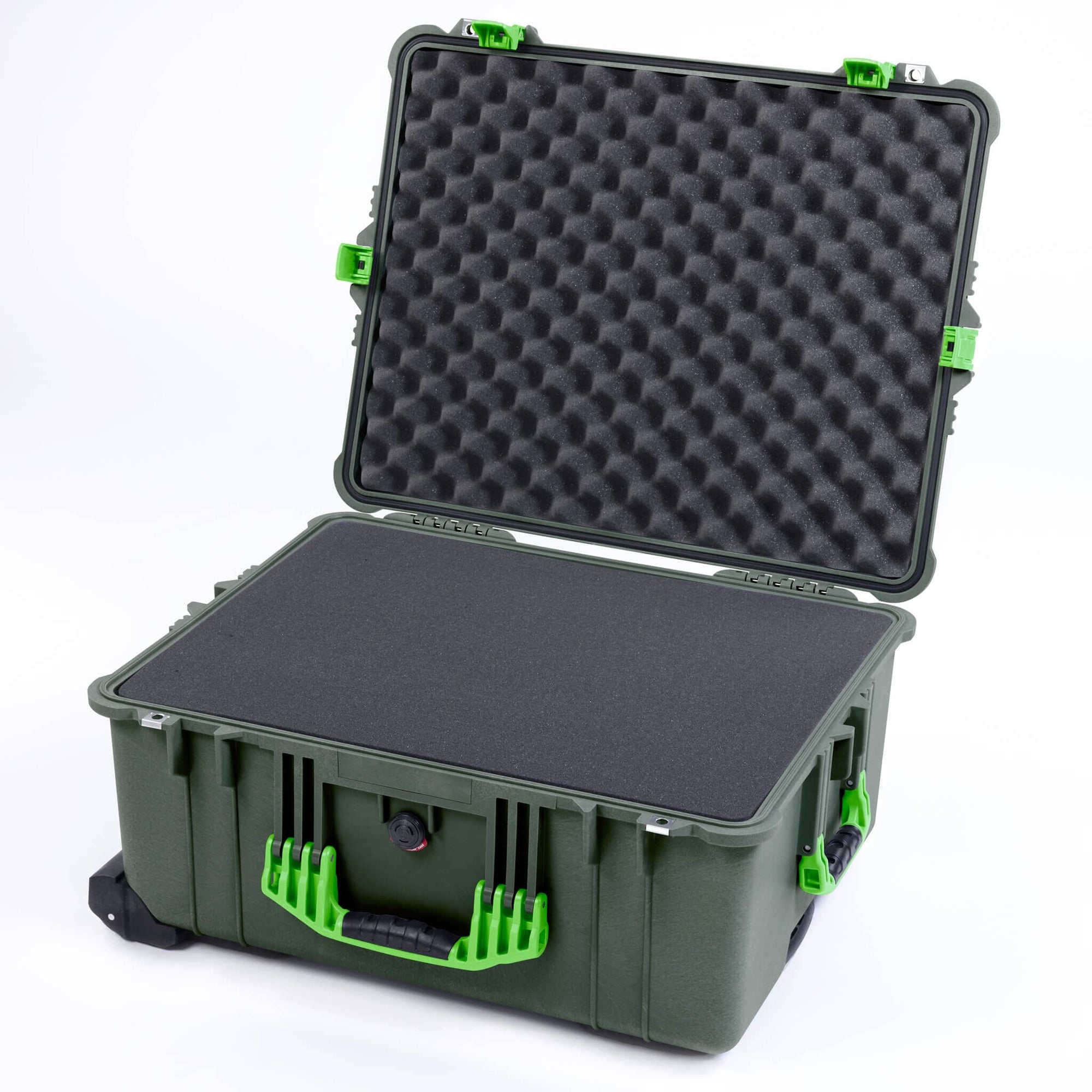 Pelican 1620 Case, OD Green with Lime Green Handles & Push-Button Latches ColorCase