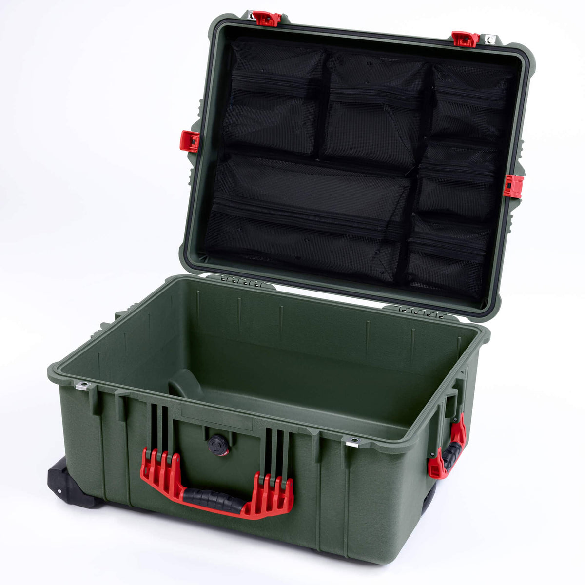Pelican 1620 Case, OD Green with Red Handles &amp; Push-Button Latches ColorCase 