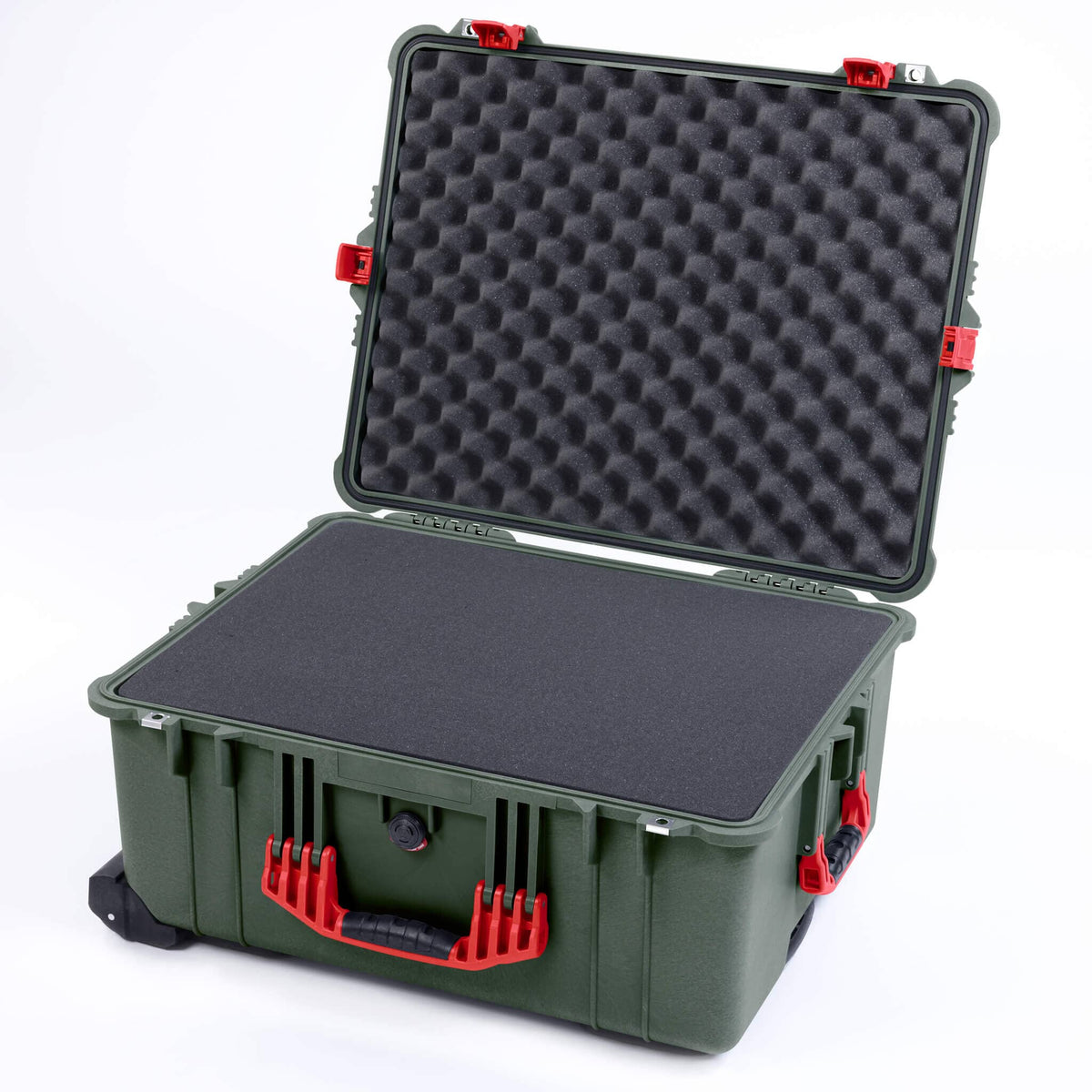 Pelican 1620 Case, OD Green with Red Handles &amp; Push-Button Latches ColorCase 