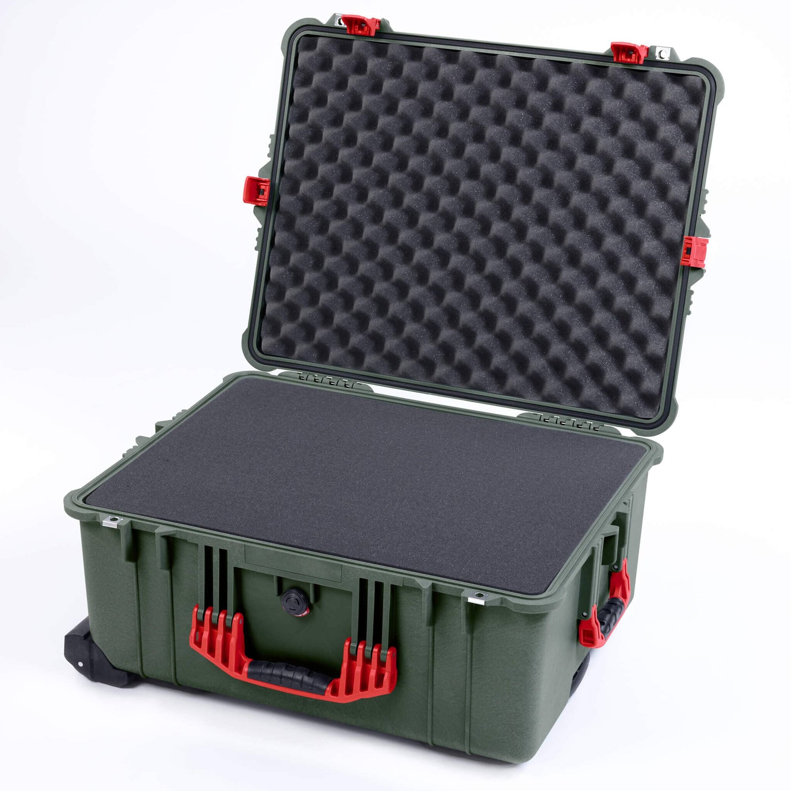 Pelican 1620 Case, OD Green with Red Handles & Push-Button Latches ColorCase 