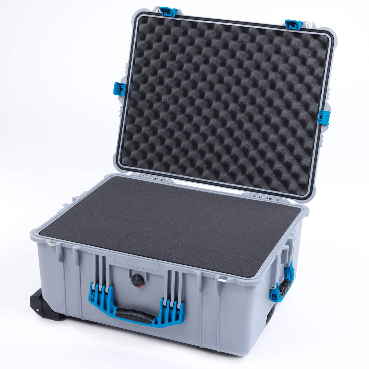 Pelican 1620 Case, Silver with Blue Handles &amp; Push-Button Latches ColorCase 