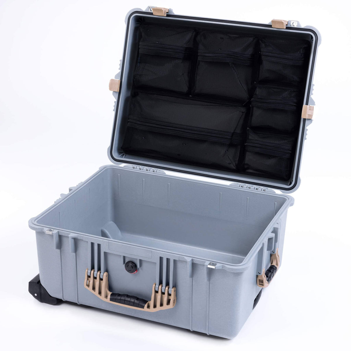 Pelican 1620 Case, Silver with Desert Tan Handles &amp; Latches ColorCase 