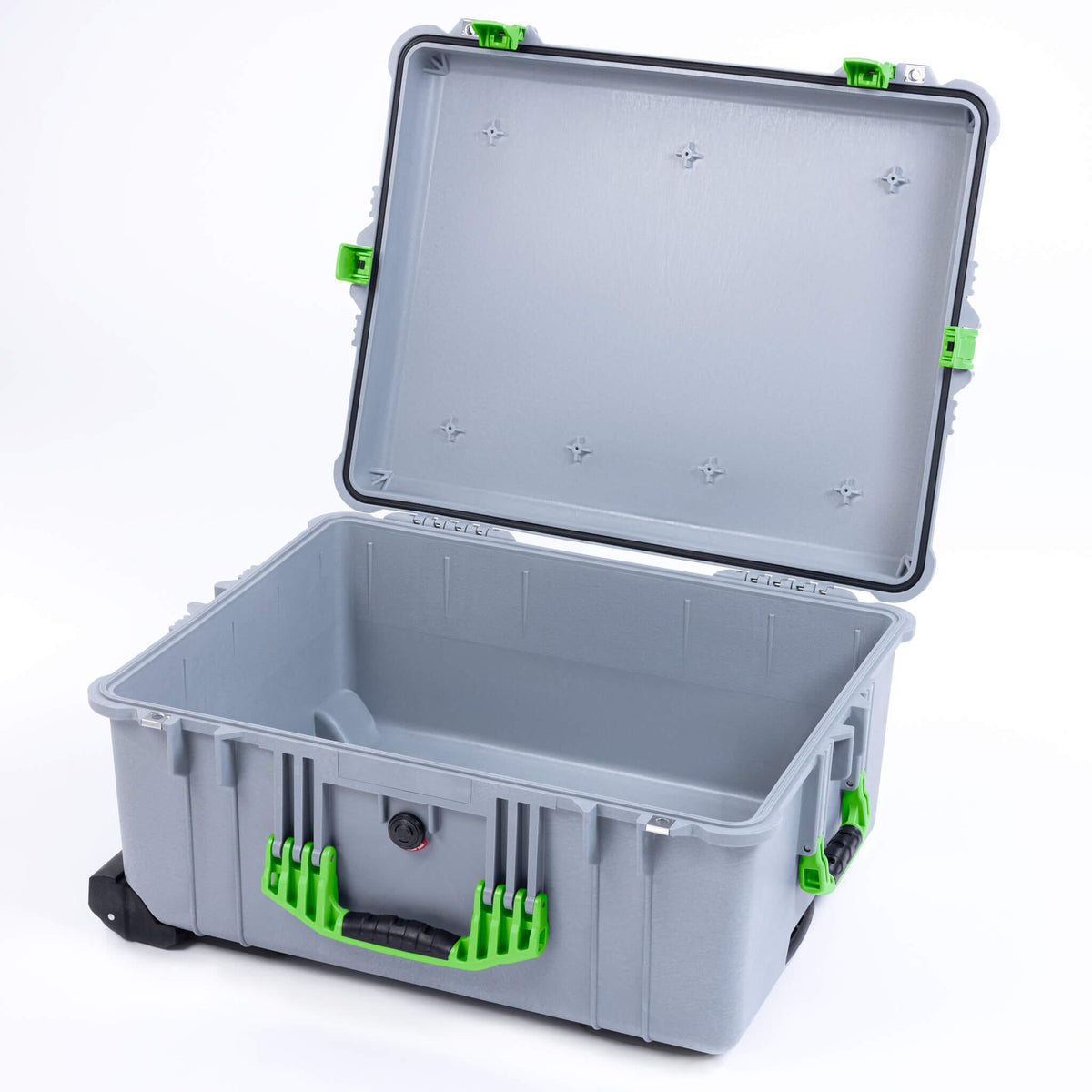 Pelican 1620 Case, Silver with Lime Green Handles &amp; Push-Button Latches ColorCase 