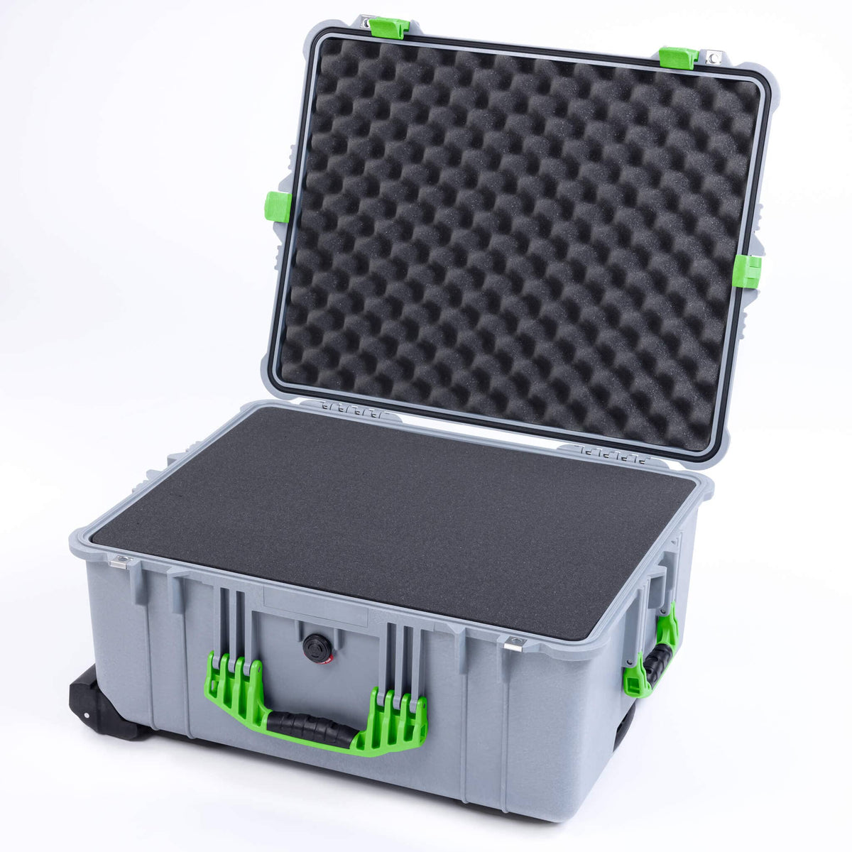 Pelican 1620 Case, Silver with Lime Green Handles &amp; Latches ColorCase 
