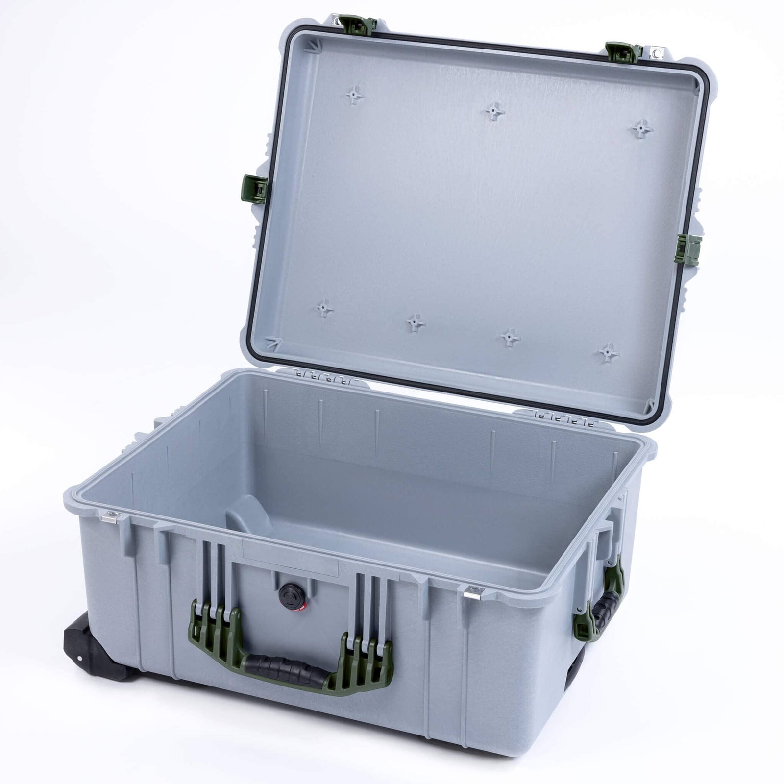 Pelican 1620 Case, Silver with OD Green Handles & Push-Button Latches ColorCase 