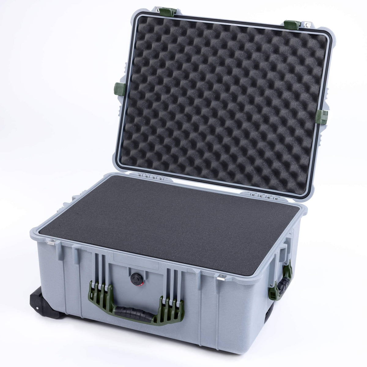 Pelican 1620 Case, Silver with OD Green Handles &amp; Latches ColorCase 