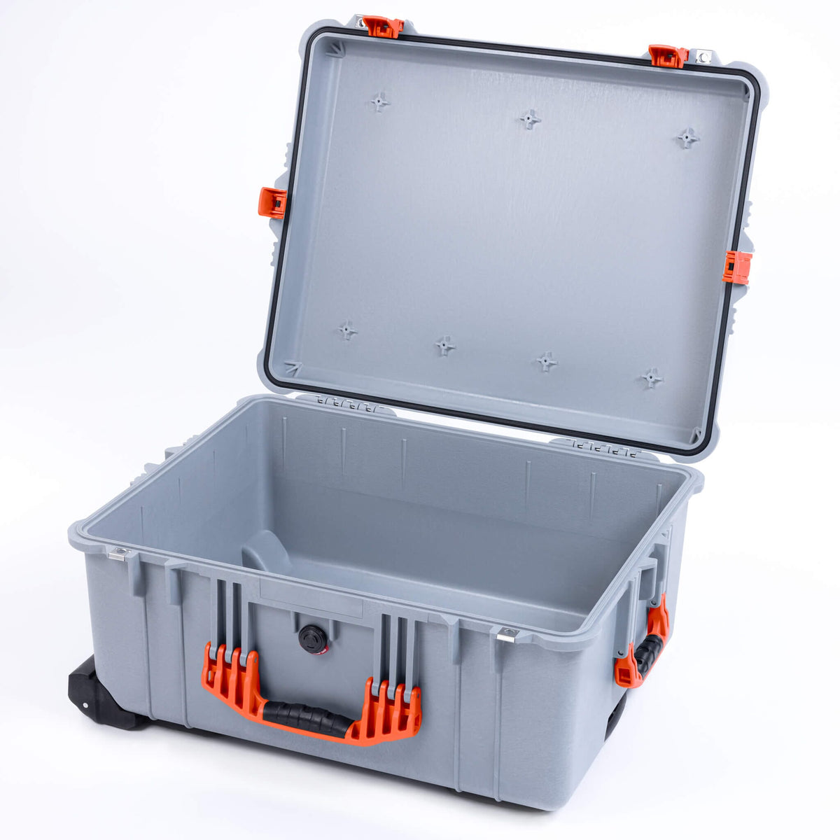 Pelican 1620 Case, Silver with Orange Handles &amp; Push-Button Latches ColorCase 