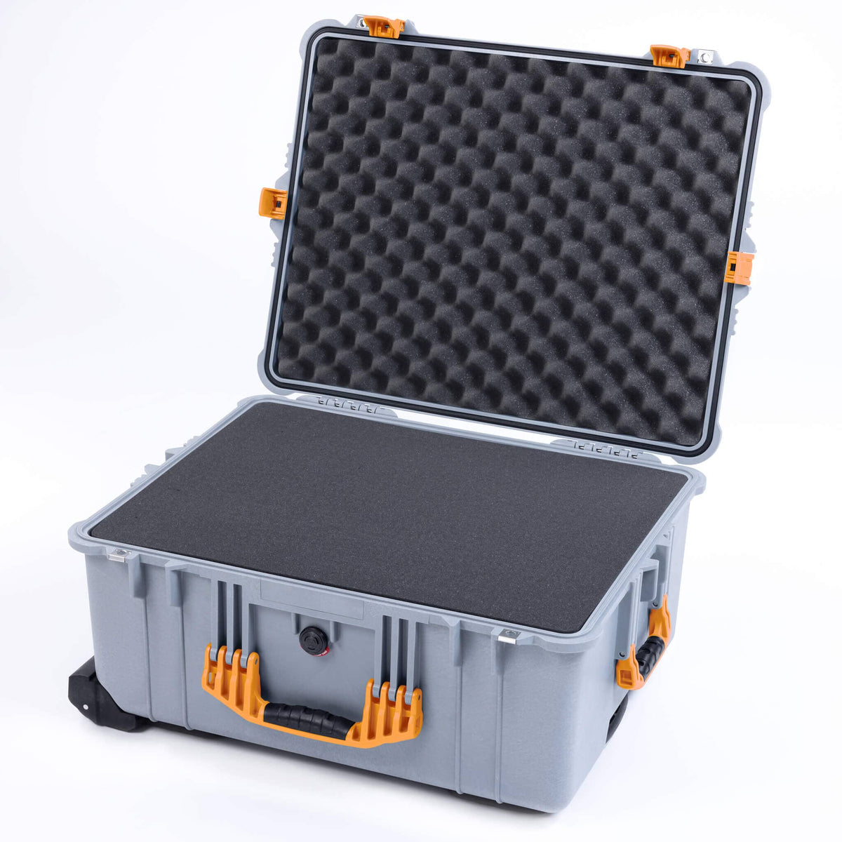 Pelican 1620 Case, Silver with Yellow Handles &amp; Push-Button Latches ColorCase 