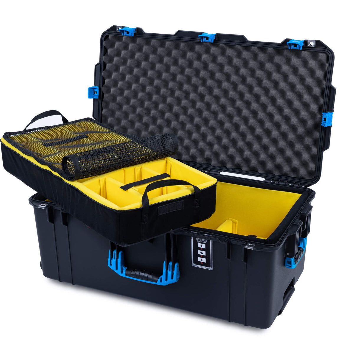Pelican 1626 Air Case, Black with Blue Handles &amp; Latches ColorCase 