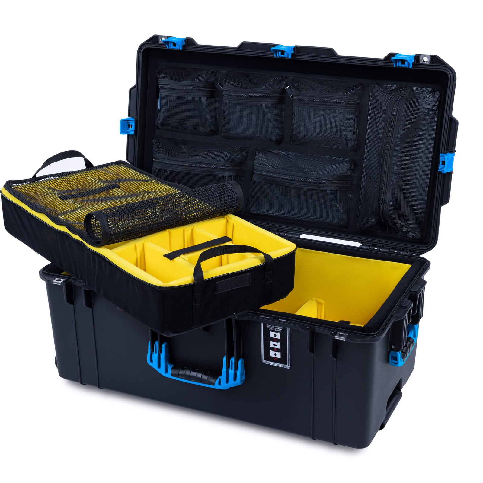 Pelican 1626 Air Case, Black with Blue Handles & Latches ColorCase 