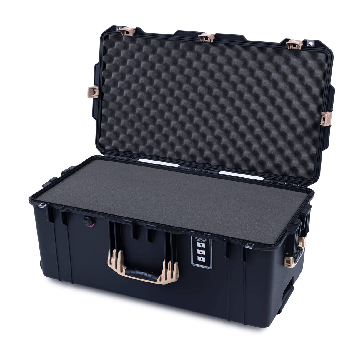 Pelican 1626 Air Case, Black with Desert Tan Handles &amp; Latches Pick &amp; Pluck Foam with Convolute Lid Foam ColorCase 016260-0001-110-311