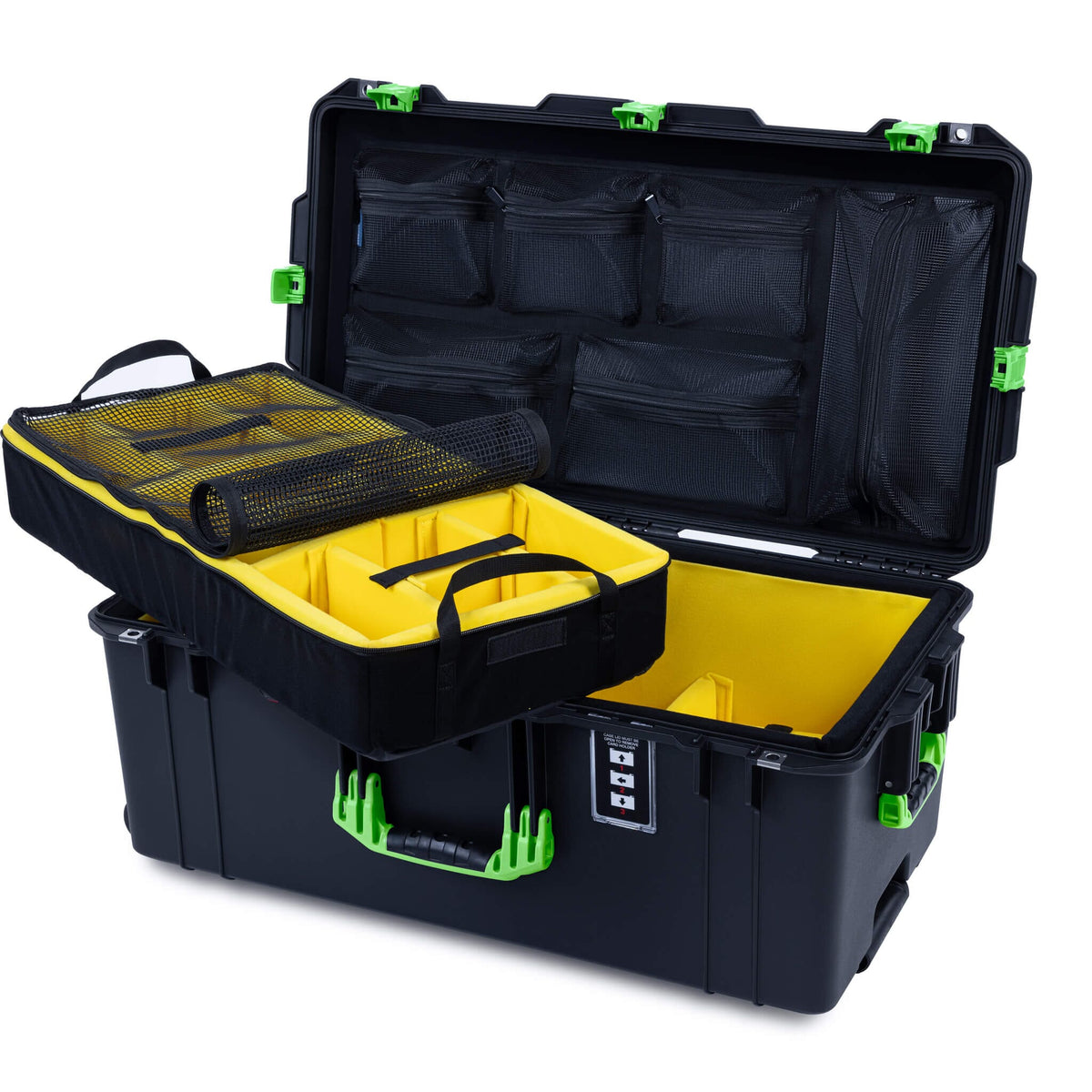 Pelican 1626 Air Case, Black with Lime Green Handles &amp; Latches ColorCase 