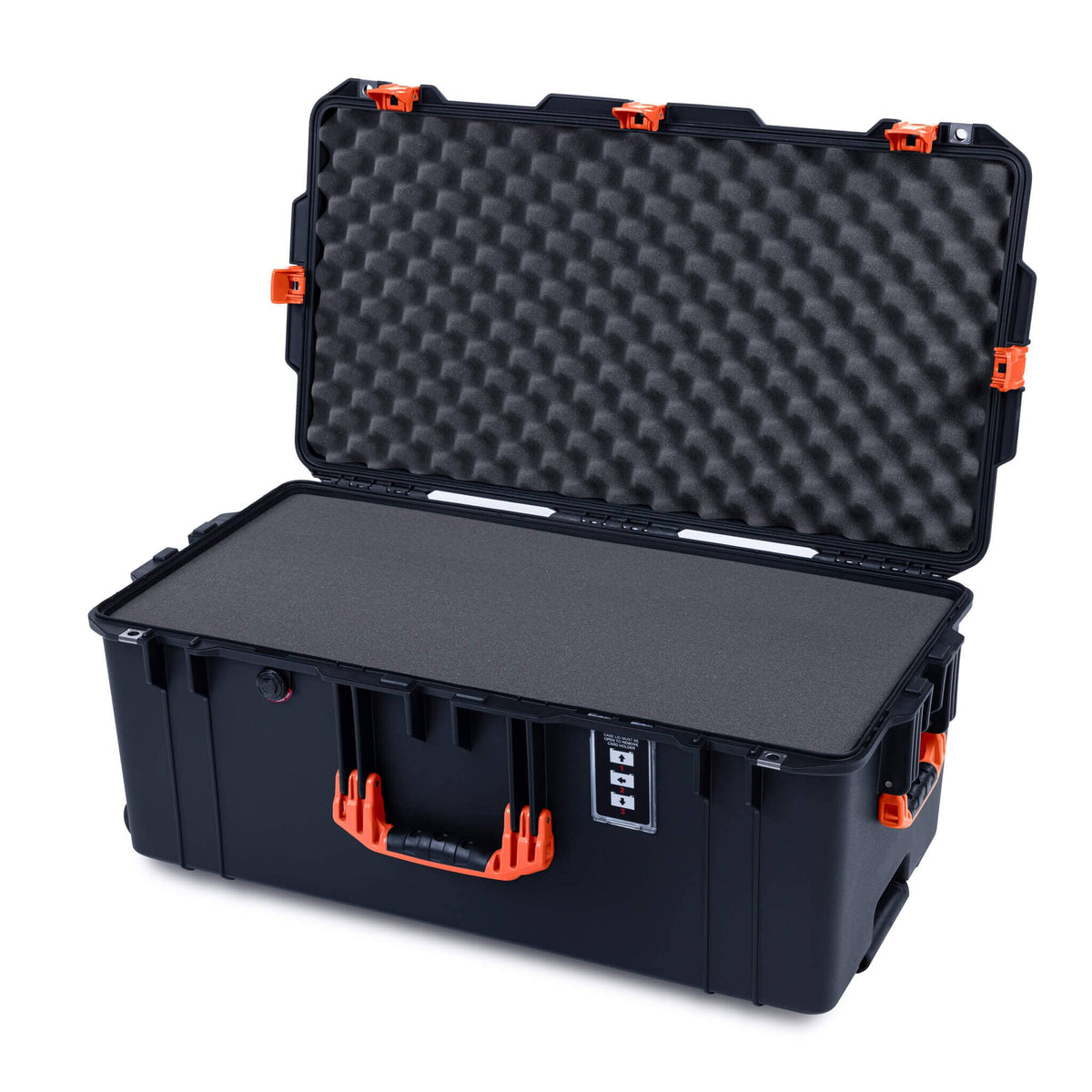 Pelican 1626 Air Case, Black with Orange Handles &amp; Latches Pick &amp; Pluck Foam with Convolute Lid Foam ColorCase 016260-0001-110-151
