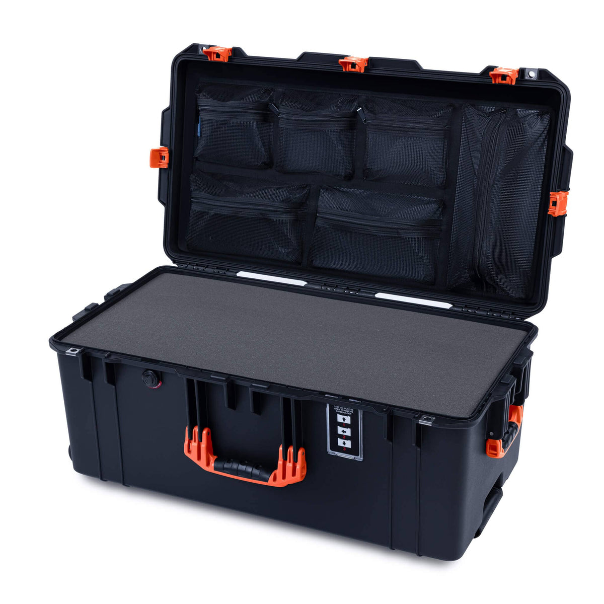 Pelican 1626 Air Case, Black with Orange Handles &amp; Latches ColorCase 