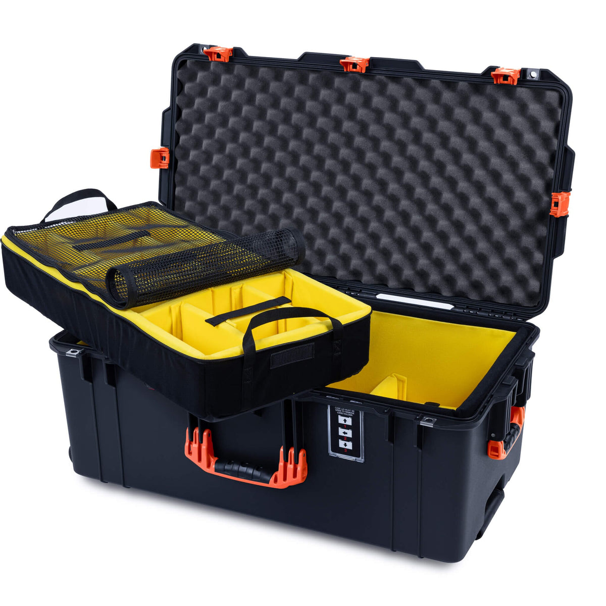 Pelican 1626 Air Case, Black with Orange Handles &amp; Latches ColorCase 