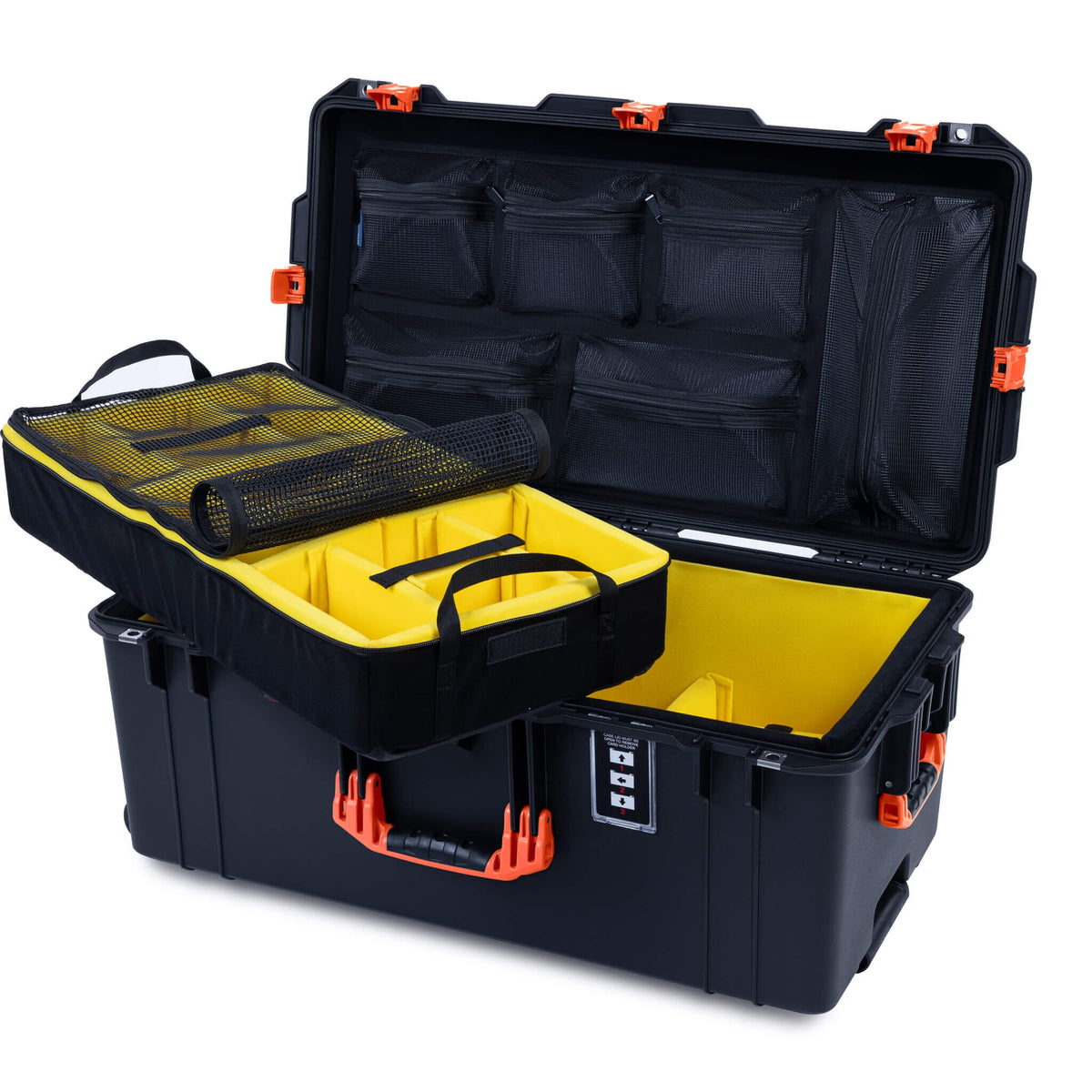 Pelican 1626 Air Case, Black with Orange Handles &amp; Latches ColorCase 
