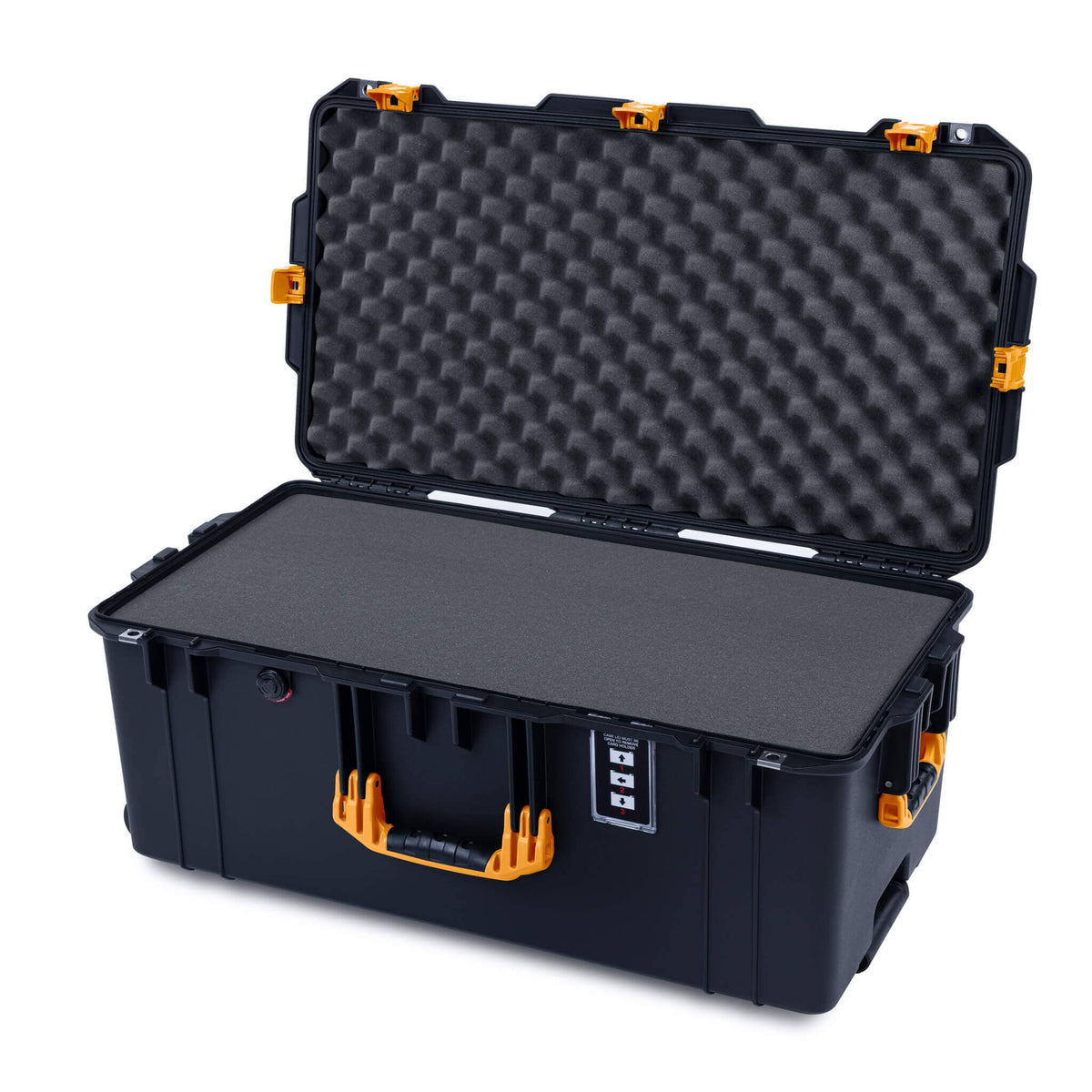 Pelican 1626 Air Case, Black with Yellow Handles &amp; Latches Pick &amp; Pluck Foam with Convolute Lid Foam ColorCase 016260-0001-110-241