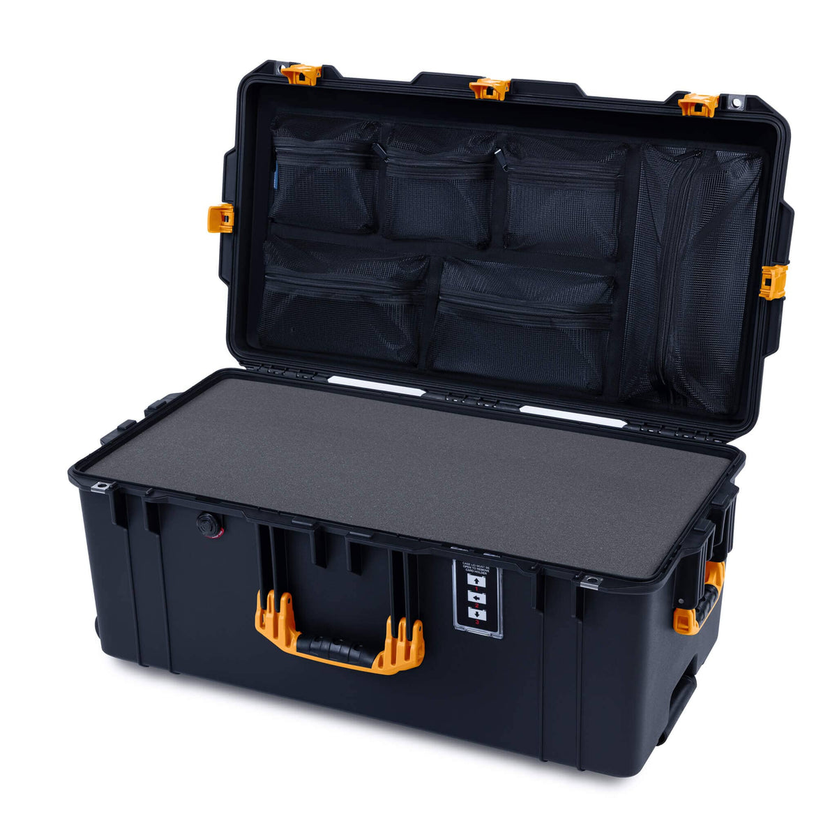 Pelican 1626 Air Case, Black with Yellow Handles &amp; Latches ColorCase 