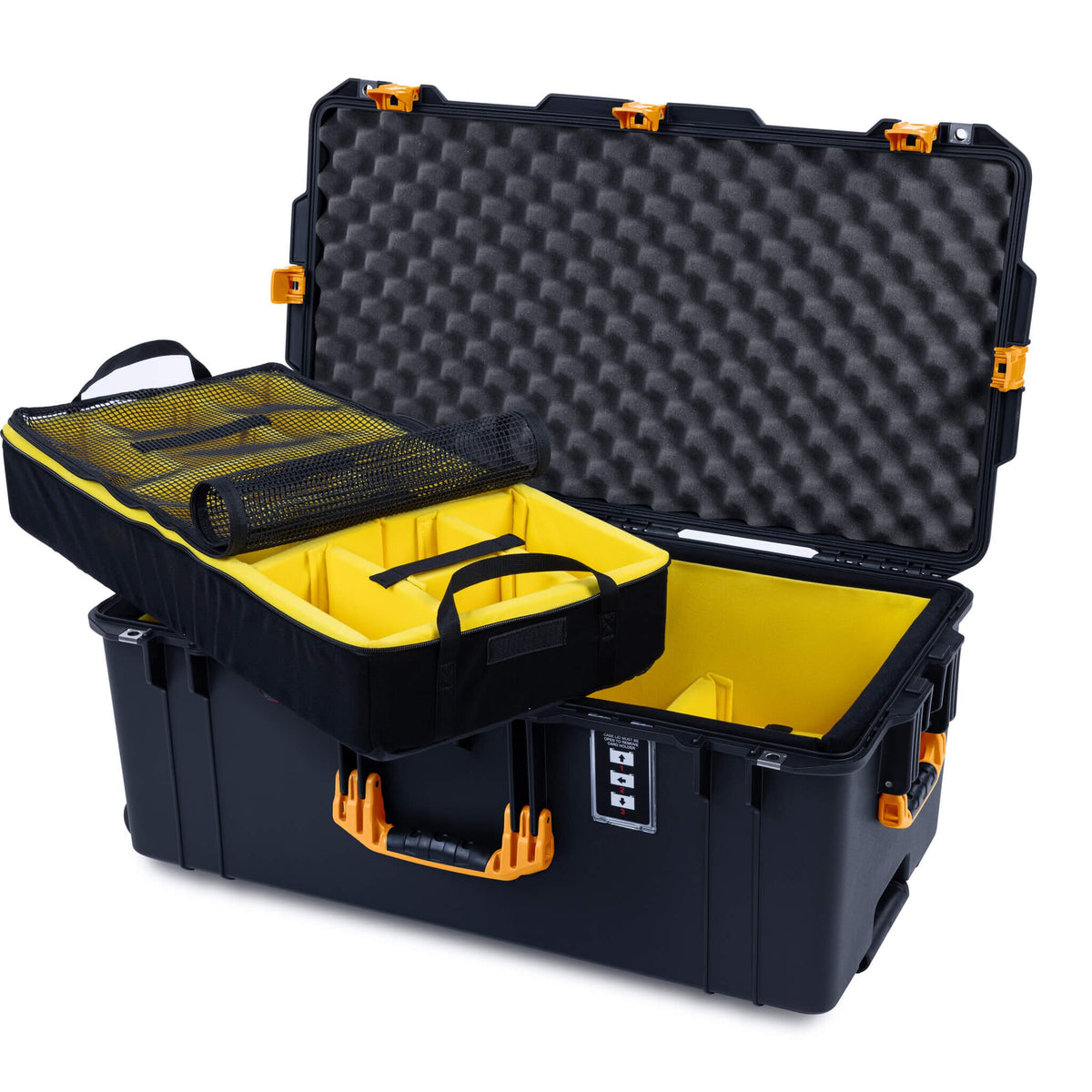 Pelican 1626 Air Case, Black with Yellow Handles &amp; Latches ColorCase 