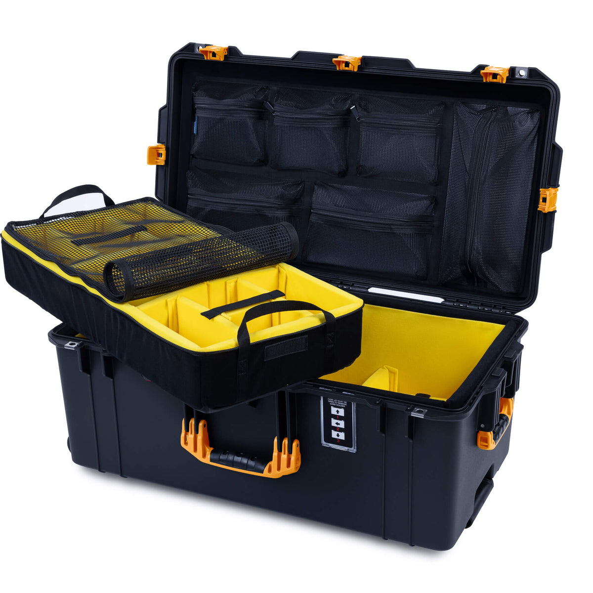 Pelican 1626 Air Case, Black with Yellow Handles &amp; Latches ColorCase 