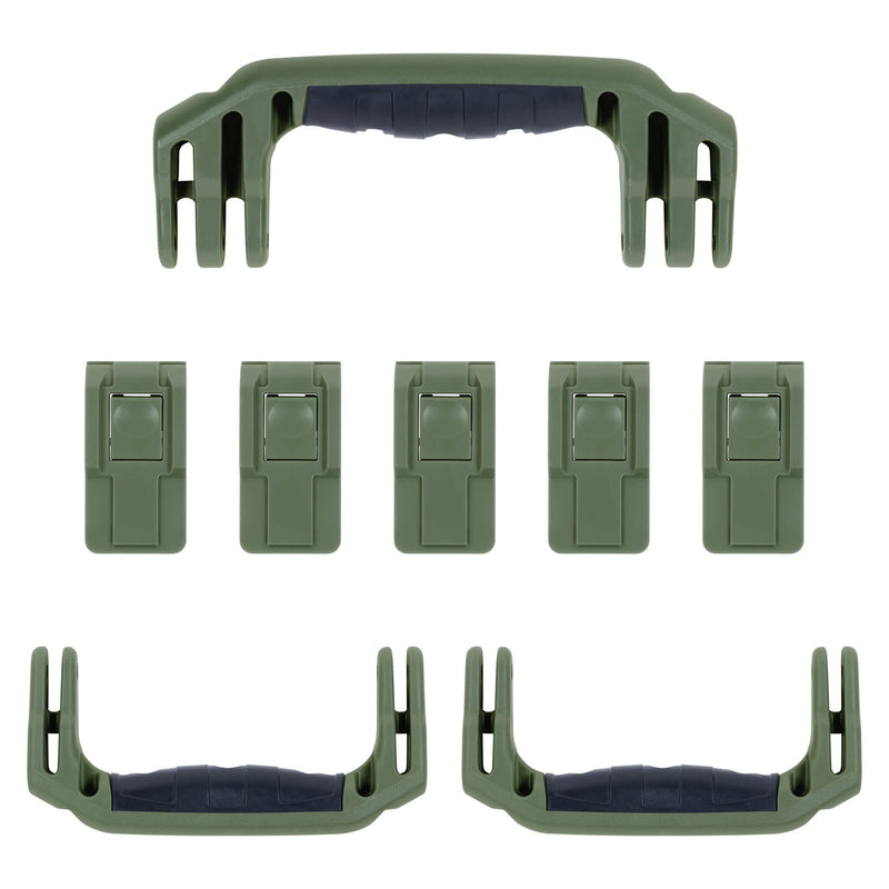 Pelican 1637 Air Replacement Handles & Latches, OD Green (Set of 3 Handles, 5 Latches) ColorCase 
