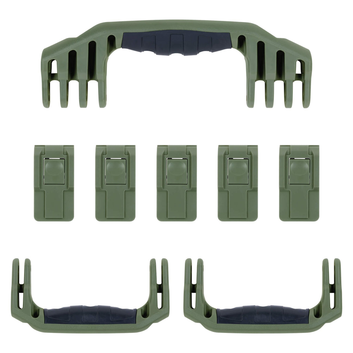 Pelican 1646 Air Replacement Handles &amp; Latches, OD Green (Set of 3 Handles, 5 Latches) ColorCase 
