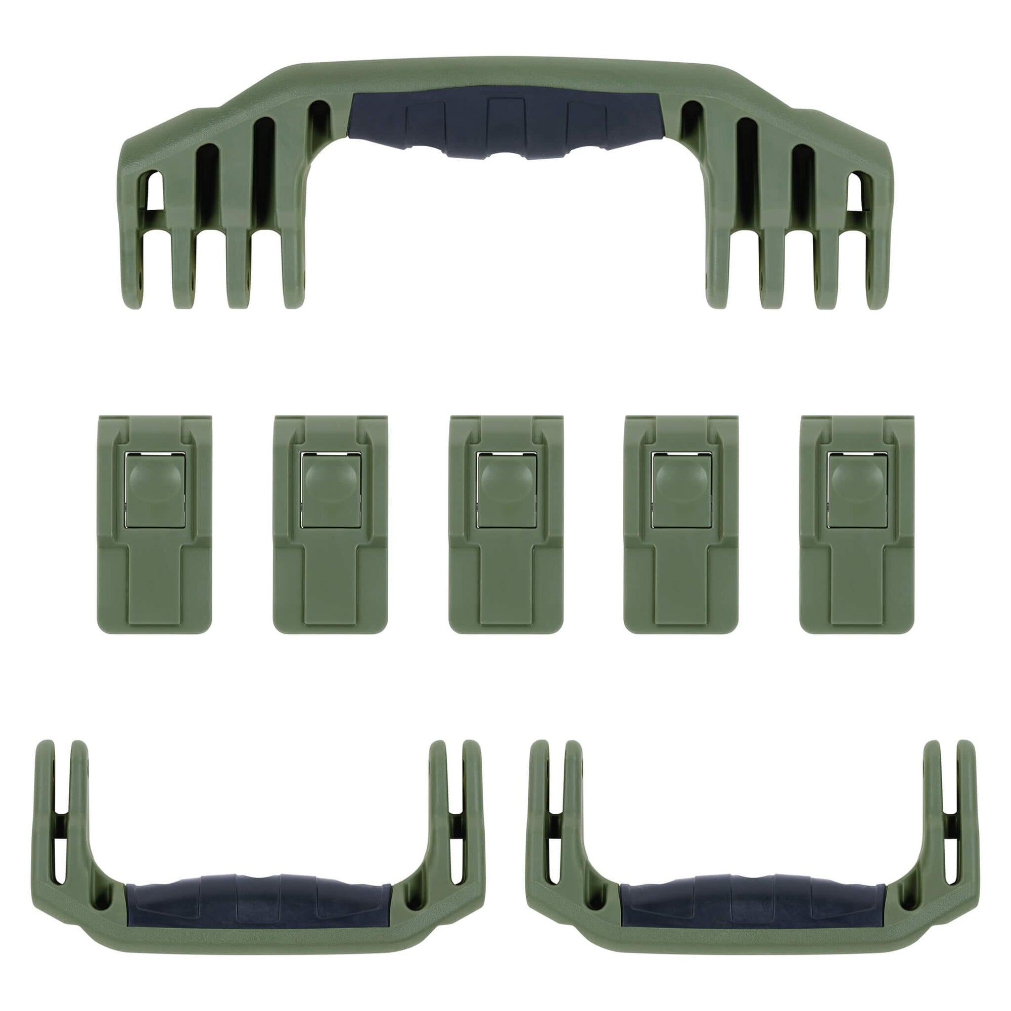 Pelican 1646 Air Replacement Handles & Latches, OD Green (Set of 3 Handles, 5 Latches) ColorCase 