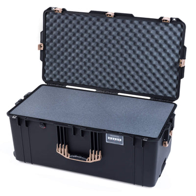 Pelican 1646 Air Case, Black with Desert Tan Handles & Latches Pick & Pluck Foam with Convoluted Lid Foam ColorCase 016460-0001-110-311