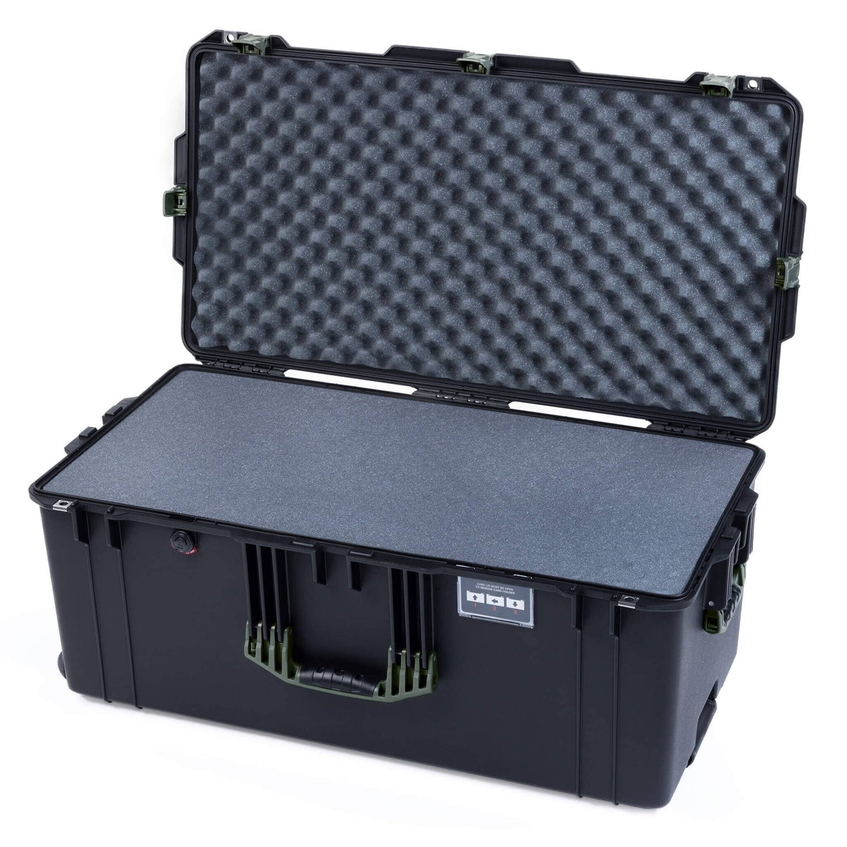 Pelican 1646 Air Case, Black with OD Green Handles &amp; Latches Pick &amp; Pluck Foam with Convoluted Lid Foam ColorCase 016460-0001-110-131