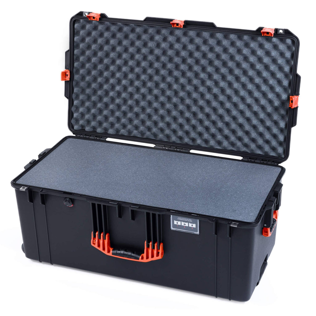 Pelican 1646 Air Case, Black with Orange Handles &amp; Latches Pick &amp; Pluck Foam with Convoluted Lid Foam ColorCase 016460-0001-110-151