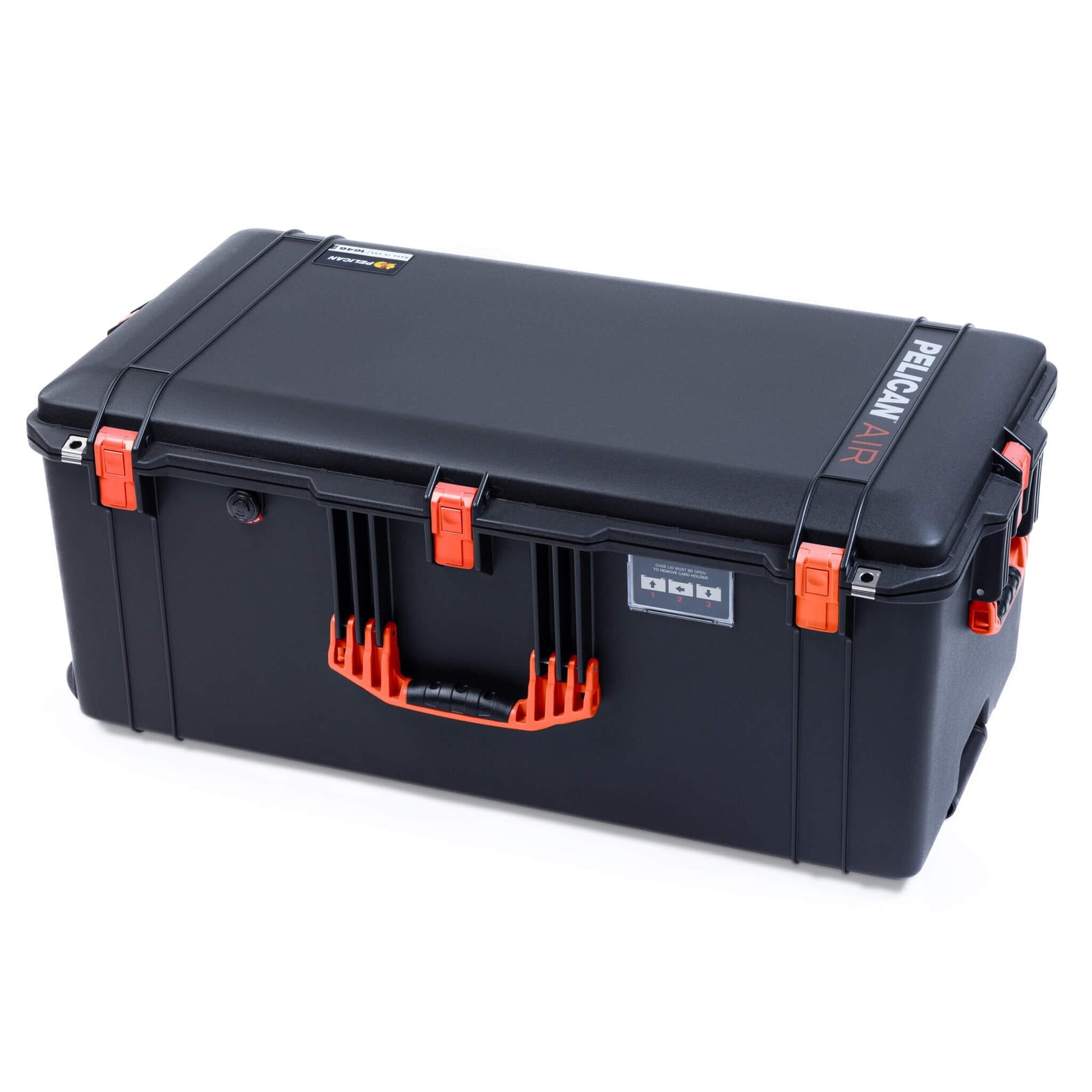 Pelican 1646 Air Case, Black with Orange Handles & Latches ColorCase 