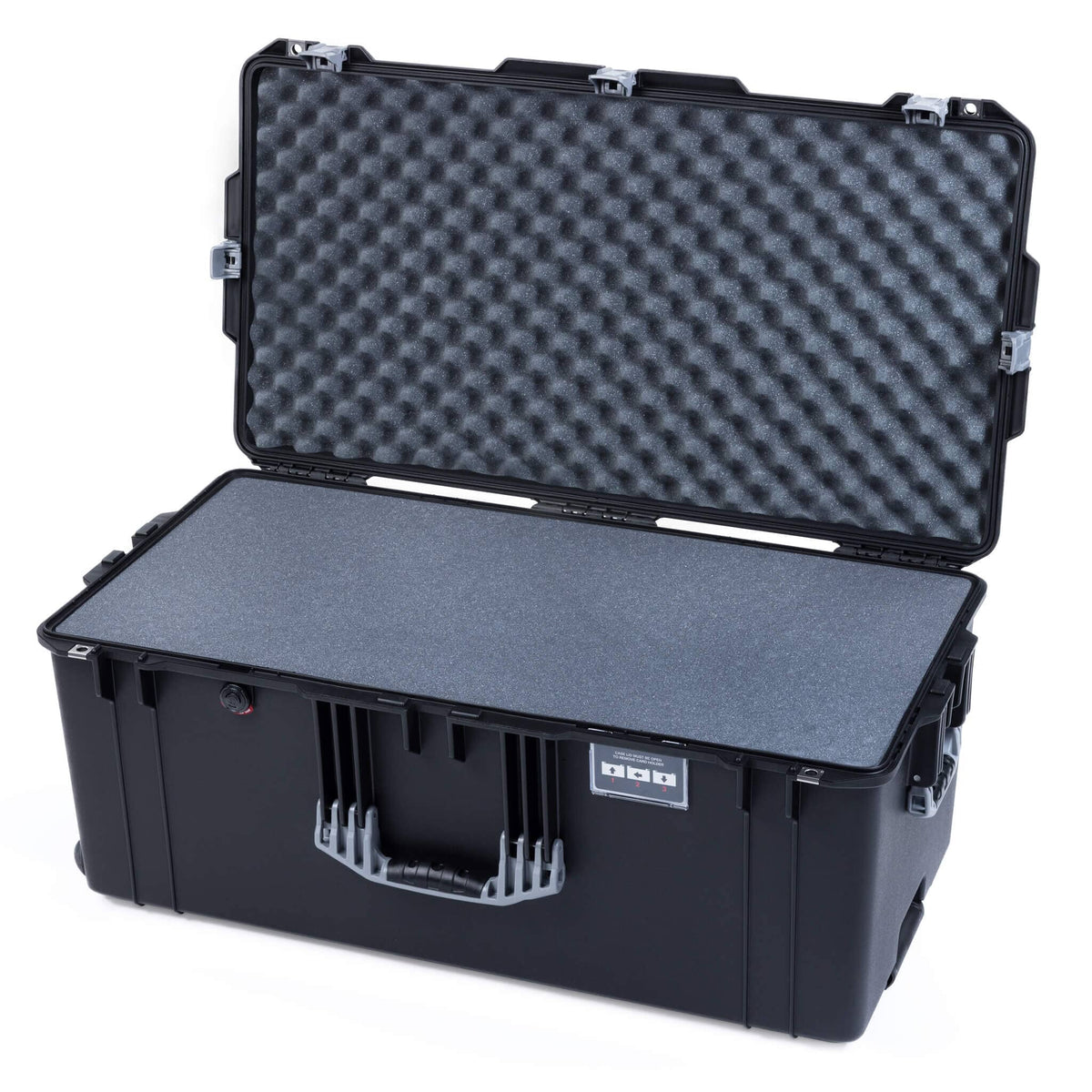 Pelican 1646 Air Case, Black with Silver Handles &amp; Latches Pick &amp; Pluck Foam with Convoluted Lid Foam ColorCase 016460-0001-110-181