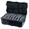 Pelican 1650 Case, Black (Push-Button Latches) Gray Padded Microfiber Dividers with Laptop Computer Lid Pouch ColorCase 016500-0270-110-111