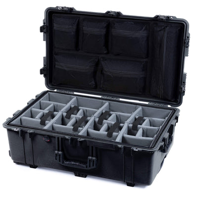 Pelican 1650 Case, Black (Push-Button Latches) Gray Padded Microfiber Dividers with Mesh Lid Organizer ColorCase 016500-0170-110-111