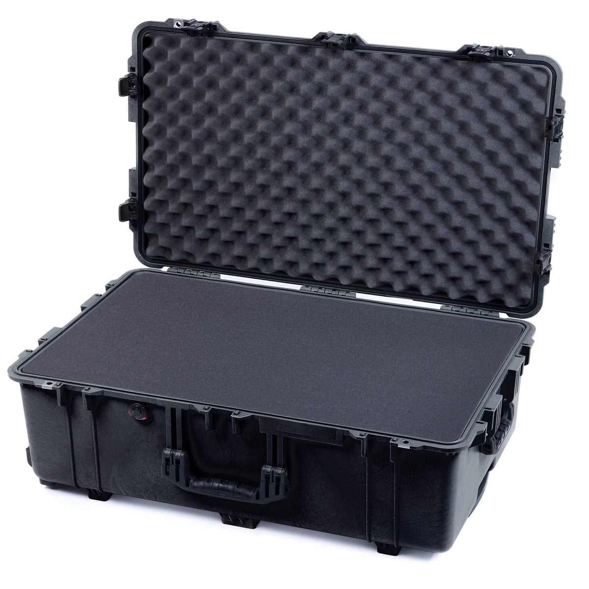 Pelican 1650 Case, Black with Black Handles &amp; TSA Locking Latches Pick &amp; Pluck Foam with Convoluted Lid Foam ColorCase 016500-0001-110-L10