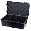 Pelican 1650 Case, Black with Black Handles & TSA Locking Latches TrekPak Divider System with Convoluted Lid Foam ColorCase 016500-0020-110-L10