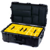 Pelican 1650 Case, Black with Black Handles & TSA Locking Latches Yellow Padded Microfiber Dividers with Laptop Computer Lid Pouch ColorCase 016500-0210-110-L10