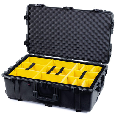 Pelican 1650 Case, Black with Black Handles & TSA Locking Latches Yellow Padded Microfiber Dividers with Convoluted Lid Foam ColorCase 016500-0010-110-L10