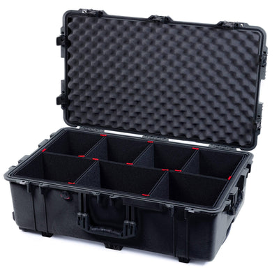 Pelican 1650 Case, Black (Push-Button Latches) TrekPak Divider System with Convoluted Lid Foam ColorCase 016500-0020-110-111