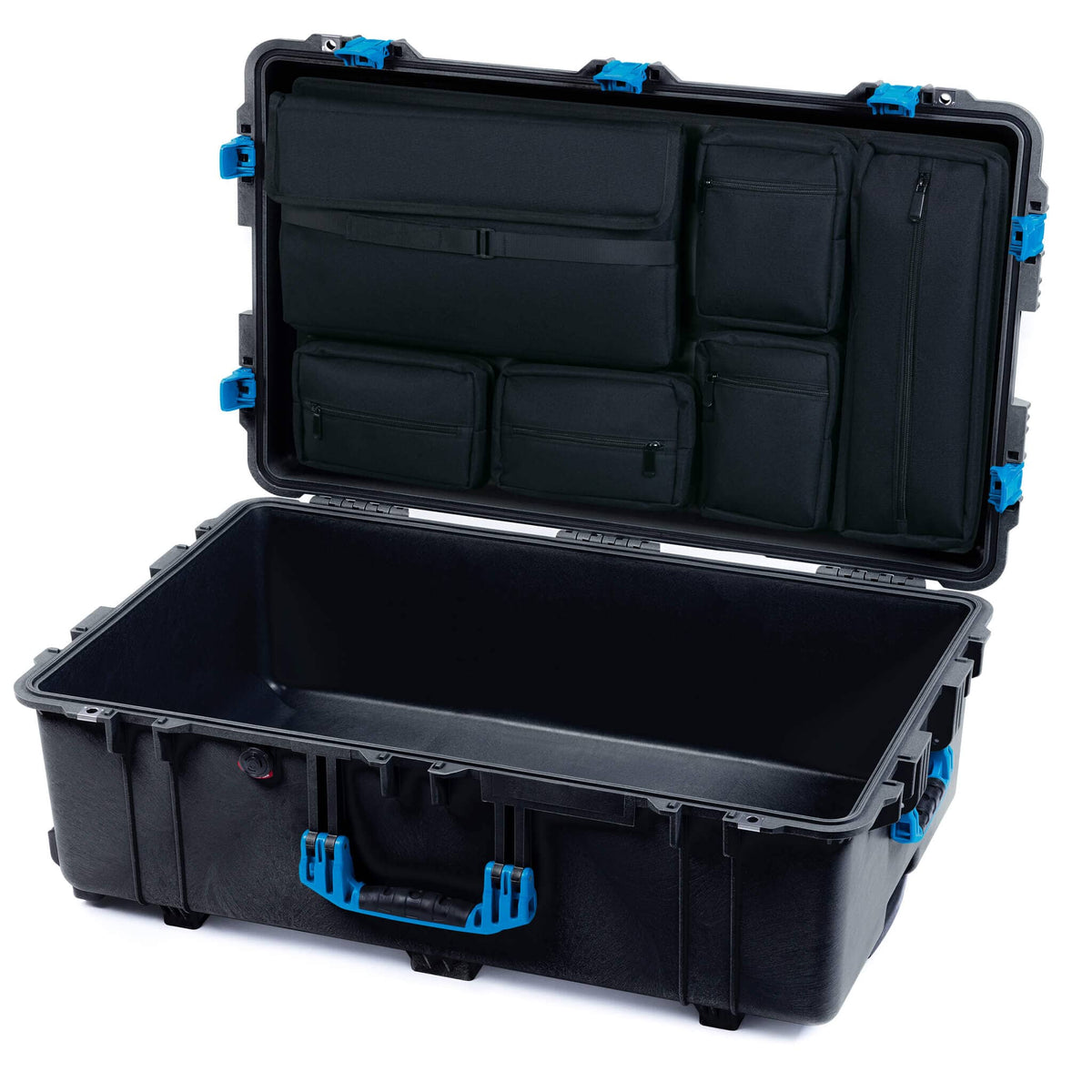 Pelican 1650 Case, Black with Blue Handles &amp; Push-Button Latches Laptop Computer Lid Pouch Only ColorCase 016500-0200-110-121