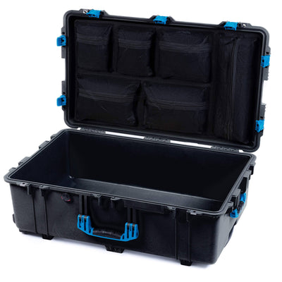 Pelican 1650 Case, Black with Blue Handles & Push-Button Latches Mesh Lid Organizer Only ColorCase 016500-0100-110-121