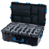 Pelican 1650 Case, Black with Blue Handles & Push-Button Latches Gray Padded Microfiber Dividers with Laptop Computer Lid Pouch ColorCase 016500-0270-110-121