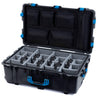 Pelican 1650 Case, Black with Blue Handles & Latches Gray Padded Microfiber Dividers with Mesh Lid Organizer ColorCase 016500-0170-110-120