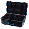 Pelican 1650 Case, Black with Blue Handles & Latches TrekPak Divider System with Mesh Lid Organizer ColorCase 016500-0120-110-120