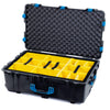 Pelican 1650 Case, Black with Blue Handles & Latches Yellow Padded Microfiber Dividers with Convoluted Lid Foam ColorCase 016500-0010-110-120