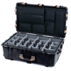 Pelican 1650 Case, Black with Desert Tan Handles & Latches Gray Padded Microfiber Dividers with Laptop Computer Lid Pouch ColorCase 016500-0270-110-310